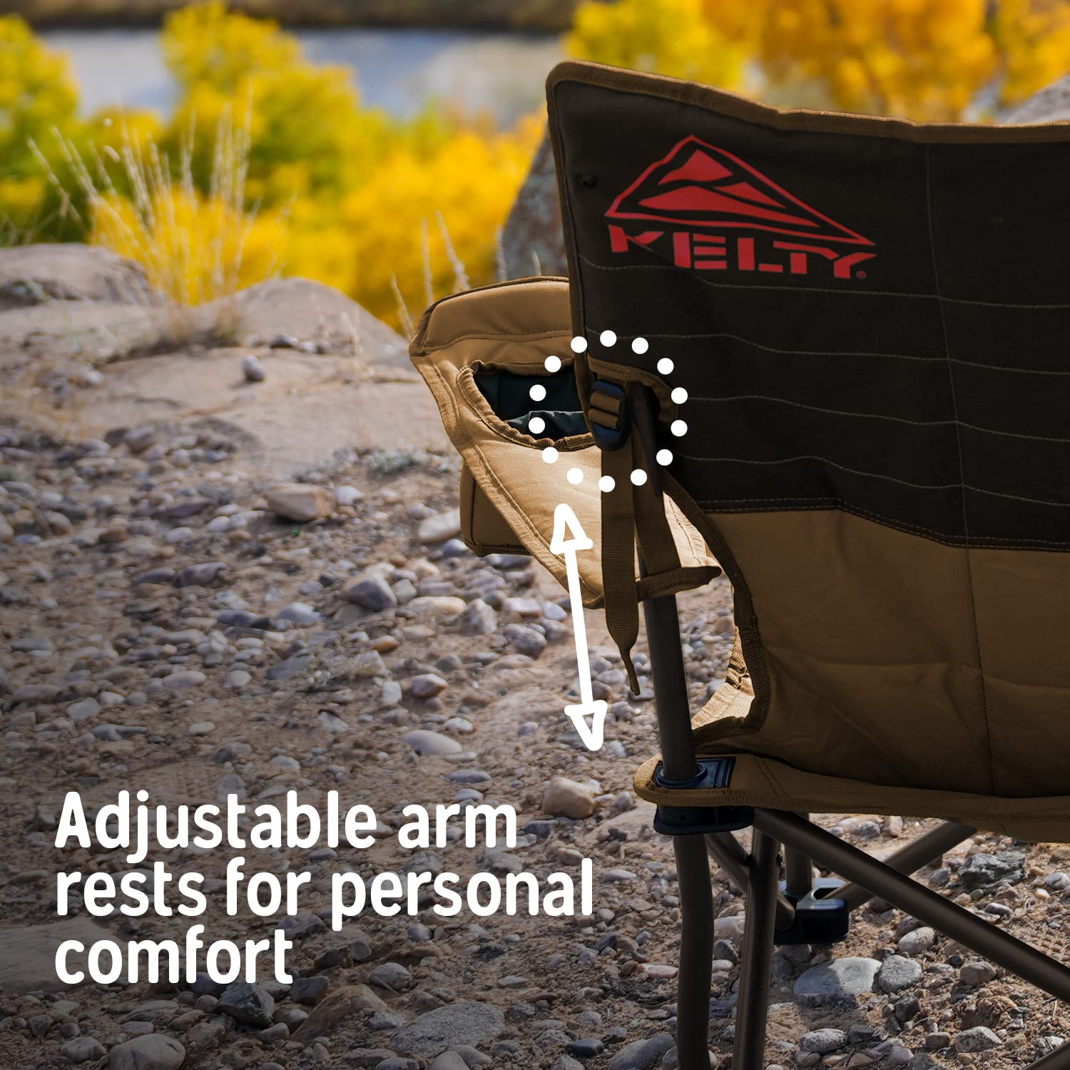 Kelty Deluxe Lounge Chair – Folding Outdoor Camp Chair, Insulated Cupholders, Customized Recline, Steel Frame, Padded Roll Storage, 2024 (Deep Lake) - Image 6