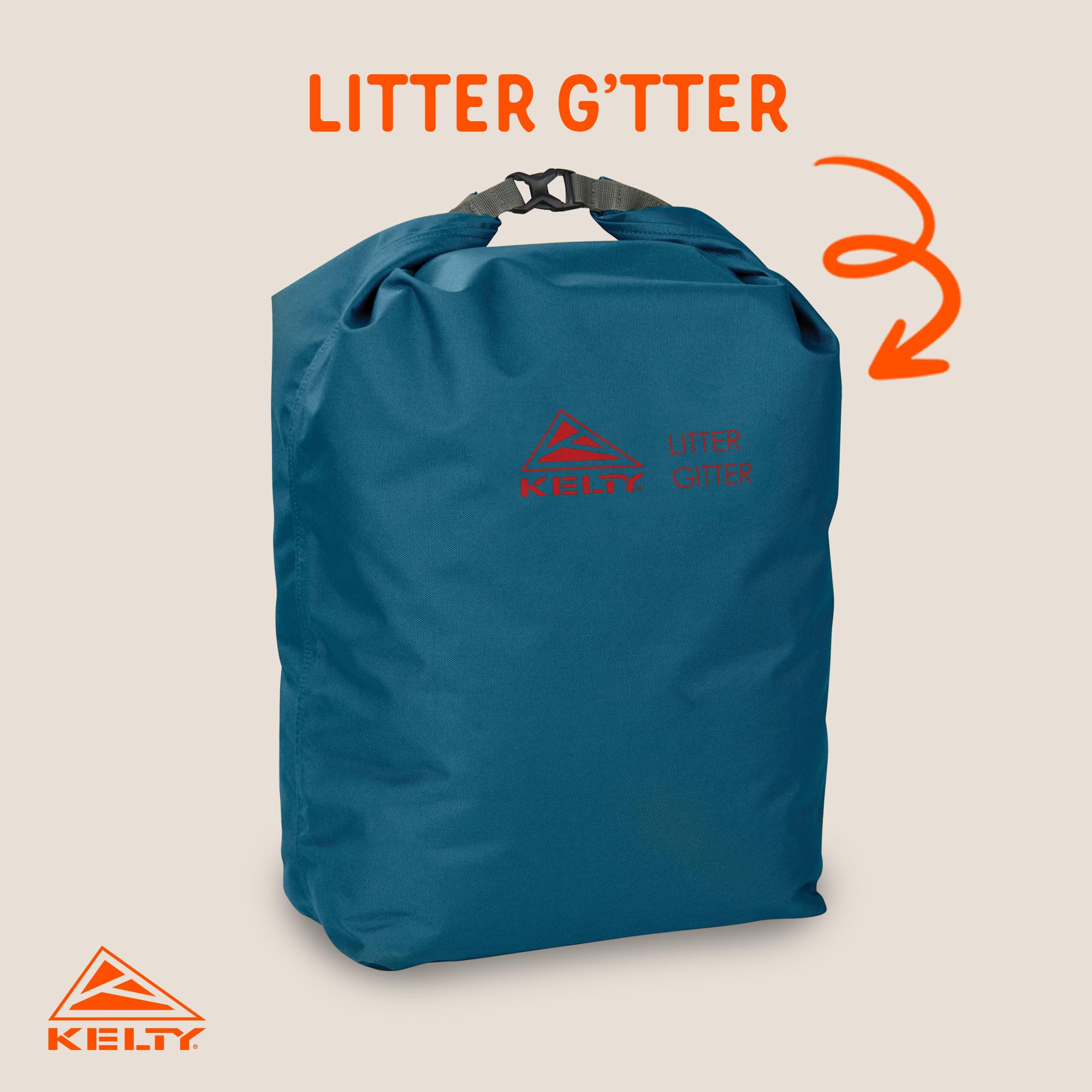 Kelty Litter G’tter Reusable Heavy Duty Garbage Bag and Carry Sack for Firewood, Cans, and Campsite Trash – Puncture + Water Resistant Fabric, Roll Top, 30L Capacity - Image 3