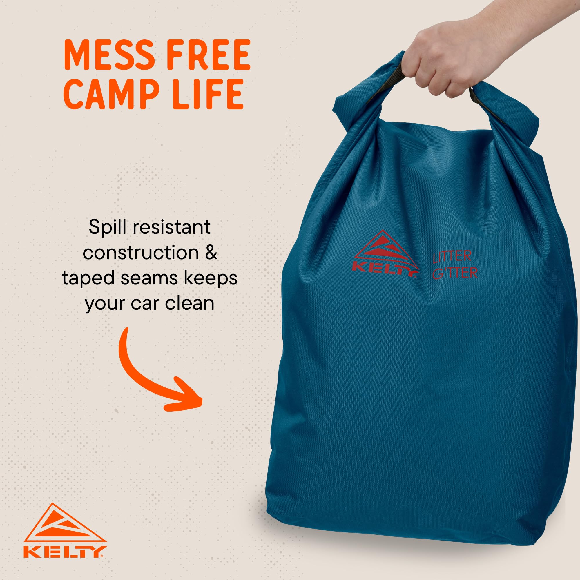 Kelty Litter G’tter Reusable Heavy Duty Garbage Bag and Carry Sack for Firewood, Cans, and Campsite Trash – Puncture + Water Resistant Fabric, Roll Top, 30L Capacity - Image 5