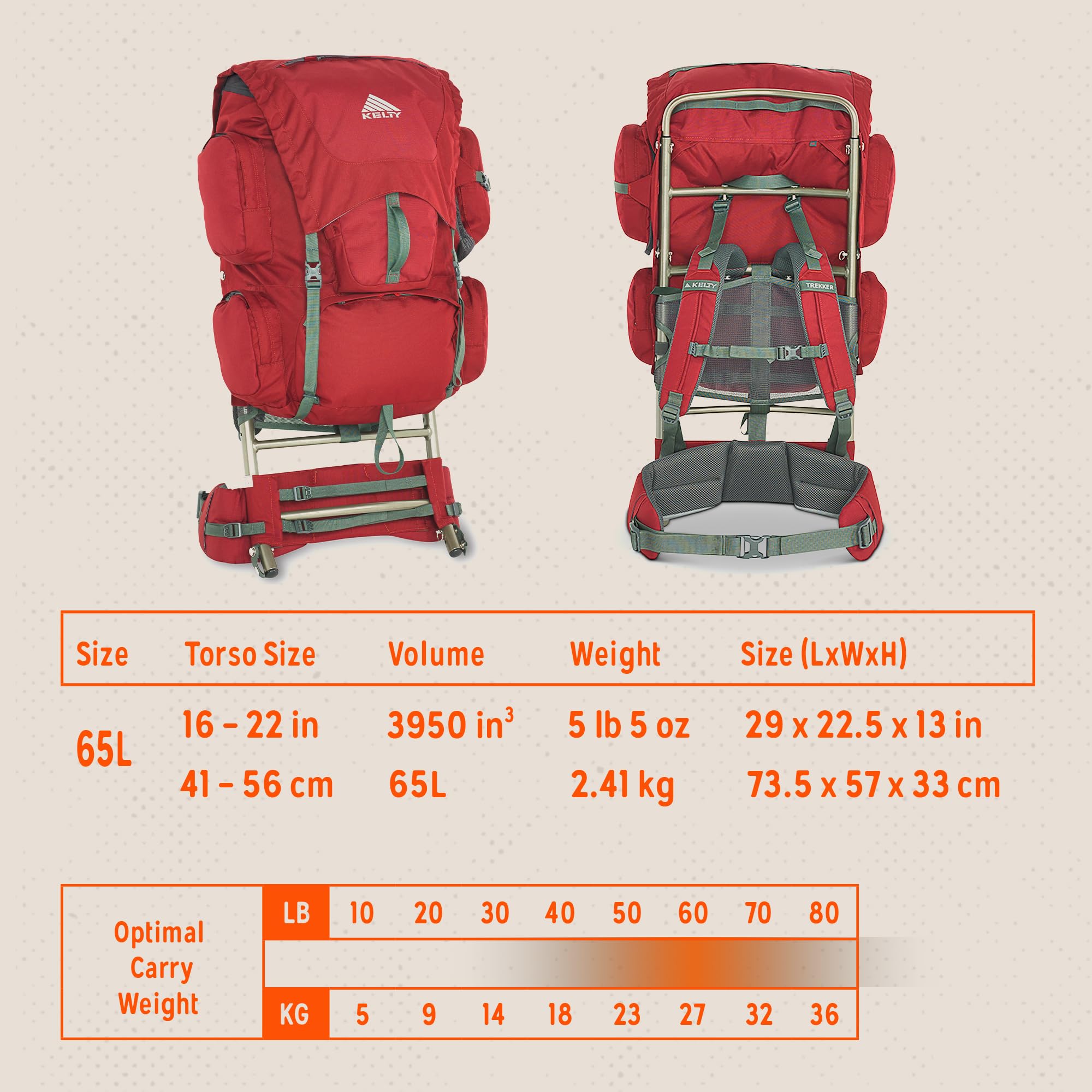 Kelty Trekker 65 Backpack, Garnet Red - Image 4