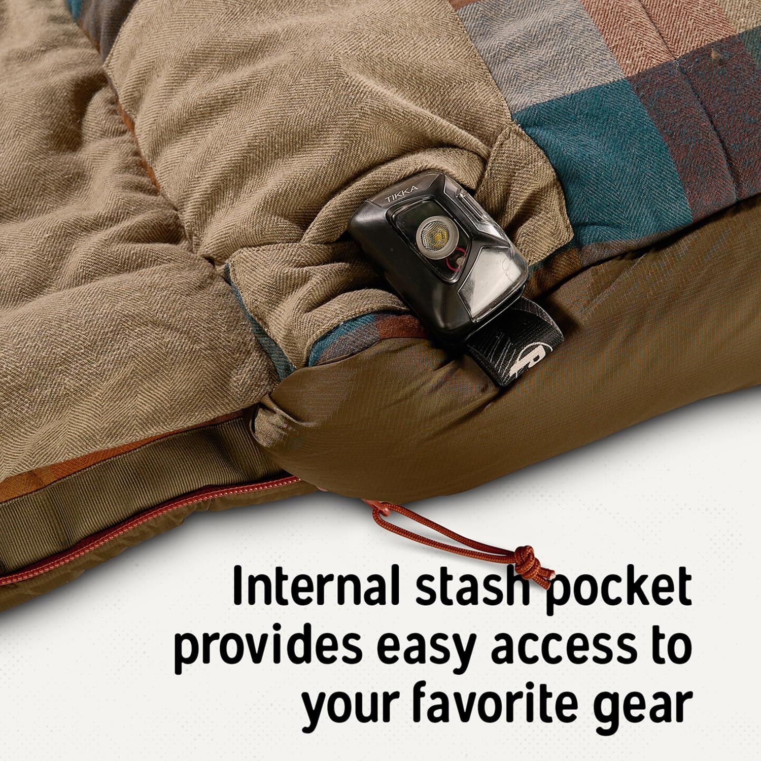 Kelty Wayback Flannel Lined Sleeping Bag, Built in Blanket, Traditional Rectangle Shape, Organic Flannel Cotton Liner, Dual Locking Slide Zips - Image 11