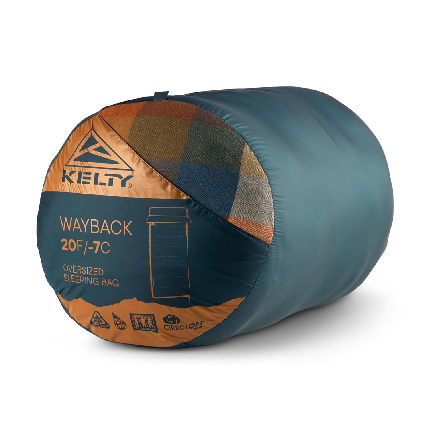 Kelty Wayback Flannel Lined Sleeping Bag, Built in Blanket, Traditional Rectangle Shape, Organic Flannel Cotton Liner, Dual Locking Slide Zips - Image 13