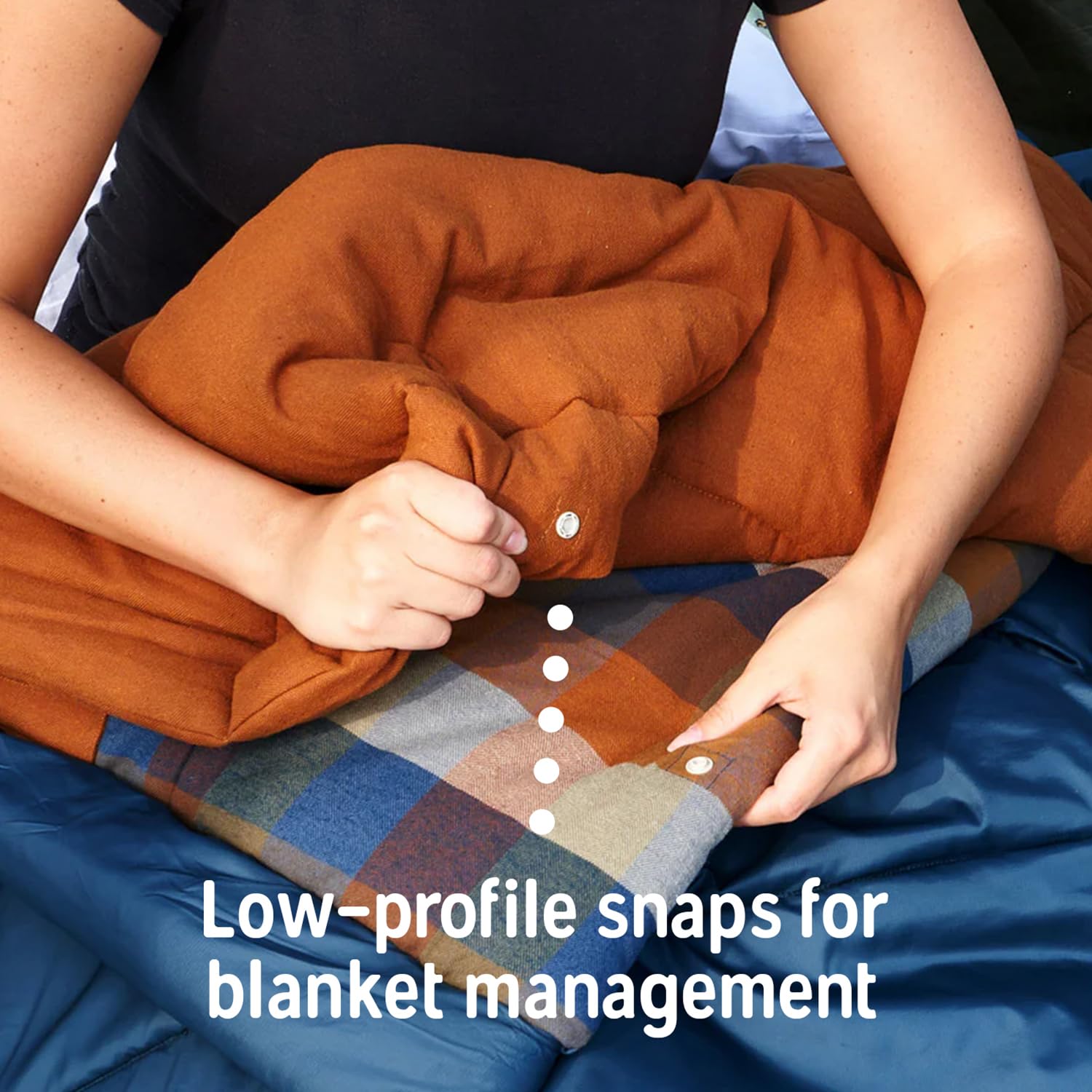 Kelty Wayback Flannel Lined Sleeping Bag, Built in Blanket, Traditional Rectangle Shape, Organic Flannel Cotton Liner, Dual Locking Slide Zips - Image 3