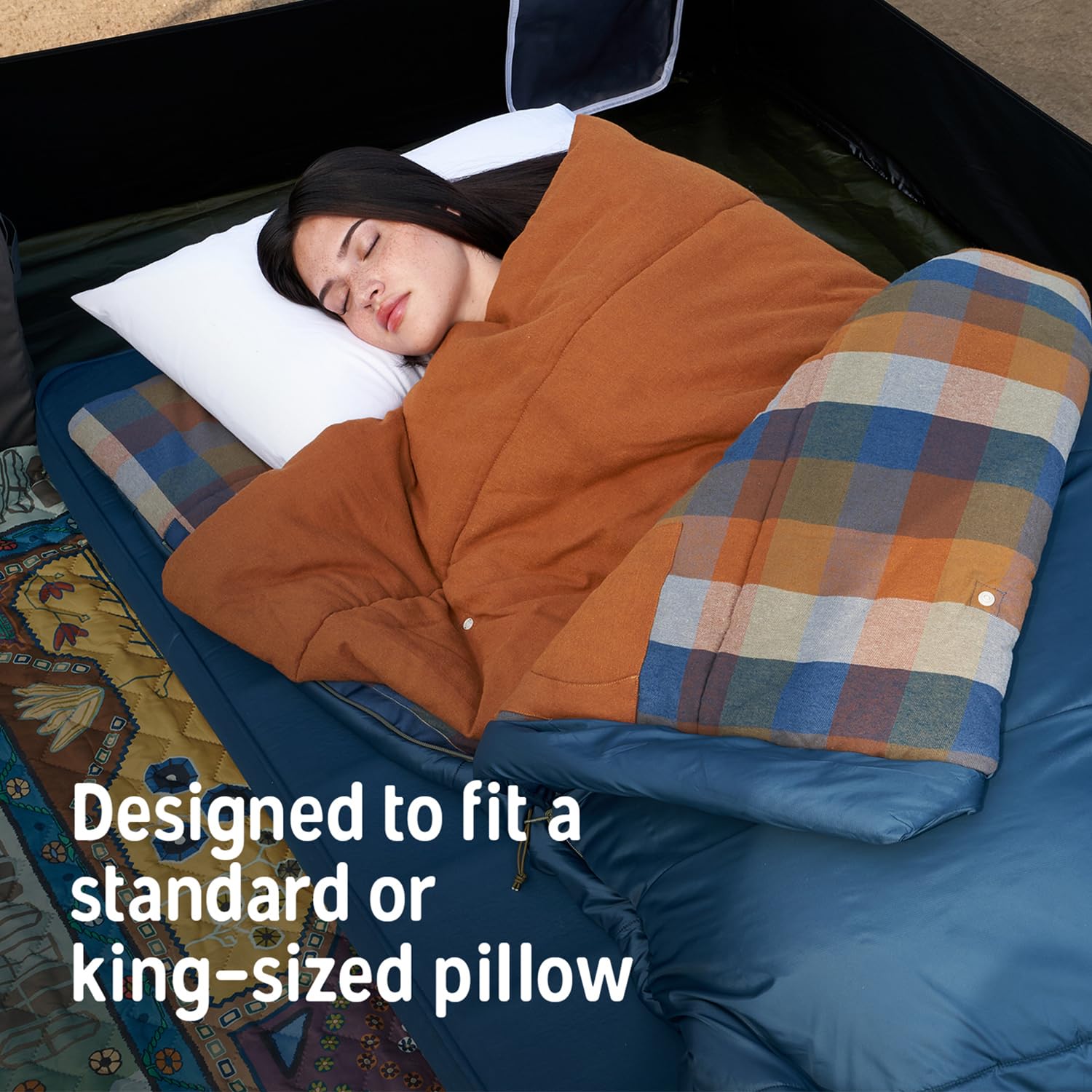 Kelty Wayback Flannel Lined Sleeping Bag, Built in Blanket, Traditional Rectangle Shape, Organic Flannel Cotton Liner, Dual Locking Slide Zips - Image 4