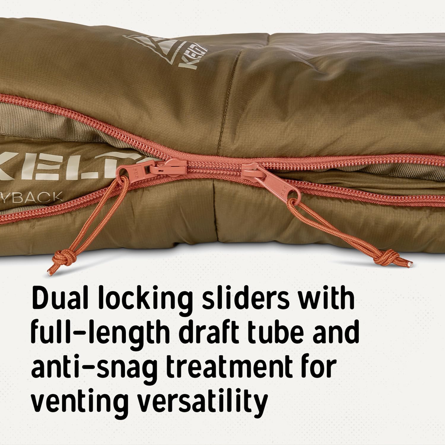 Kelty Wayback Flannel Lined Sleeping Bag, Built in Blanket, Traditional Rectangle Shape, Organic Flannel Cotton Liner, Dual Locking Slide Zips - Image 8